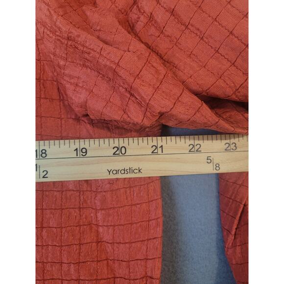 Eileen Fisher Luxury Burnt Orange Silk Asian Inspired Mandarin Collar Jacket M - Picture 5 of 7